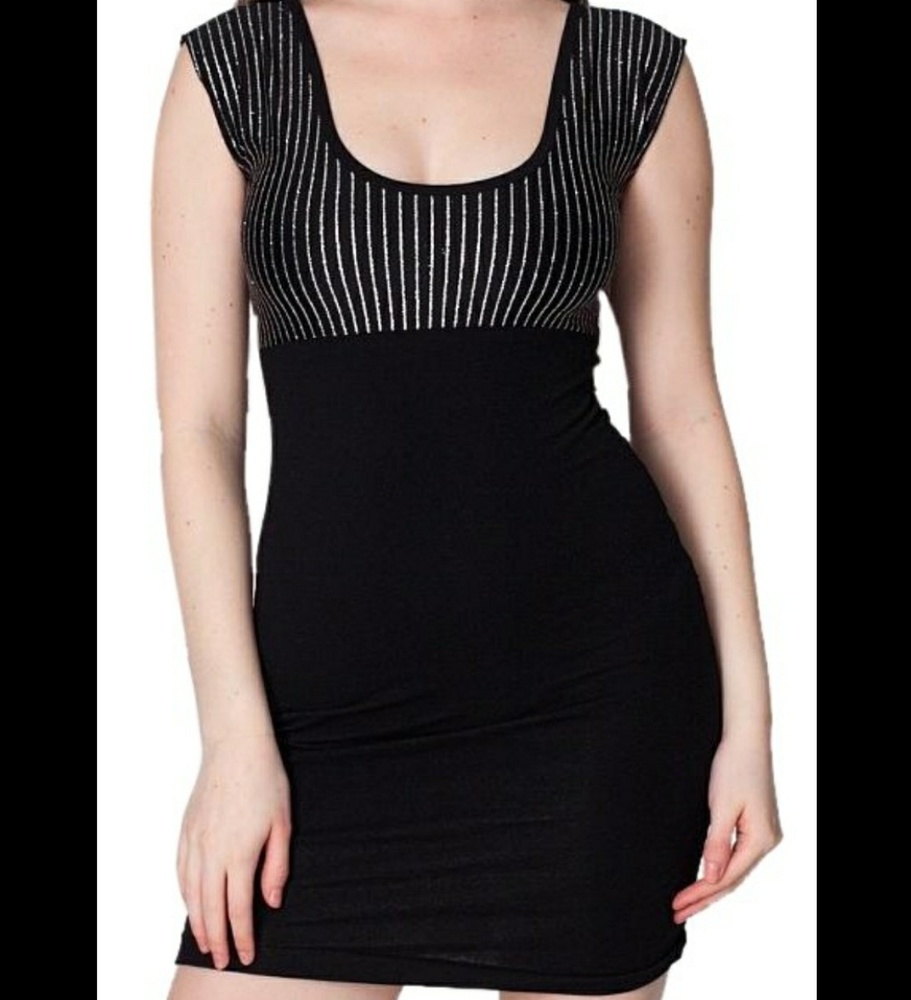 American Apparel Gold Striped Black Dress